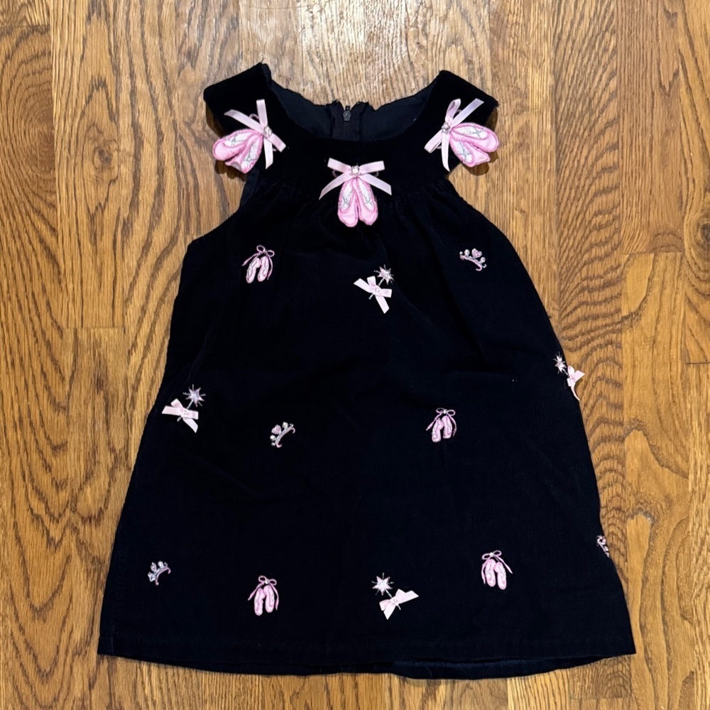 Rare Editions Black Dress with Pink Ballet Accents (see measurements)